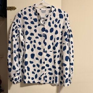 Blue and White Polka Dot Blouse